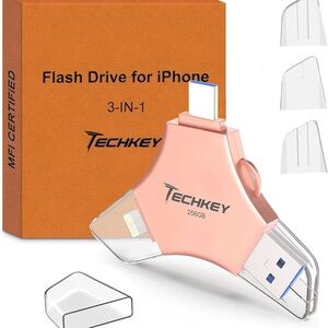 Pink 3-in-1 Flash Drive for iPhone 256GB